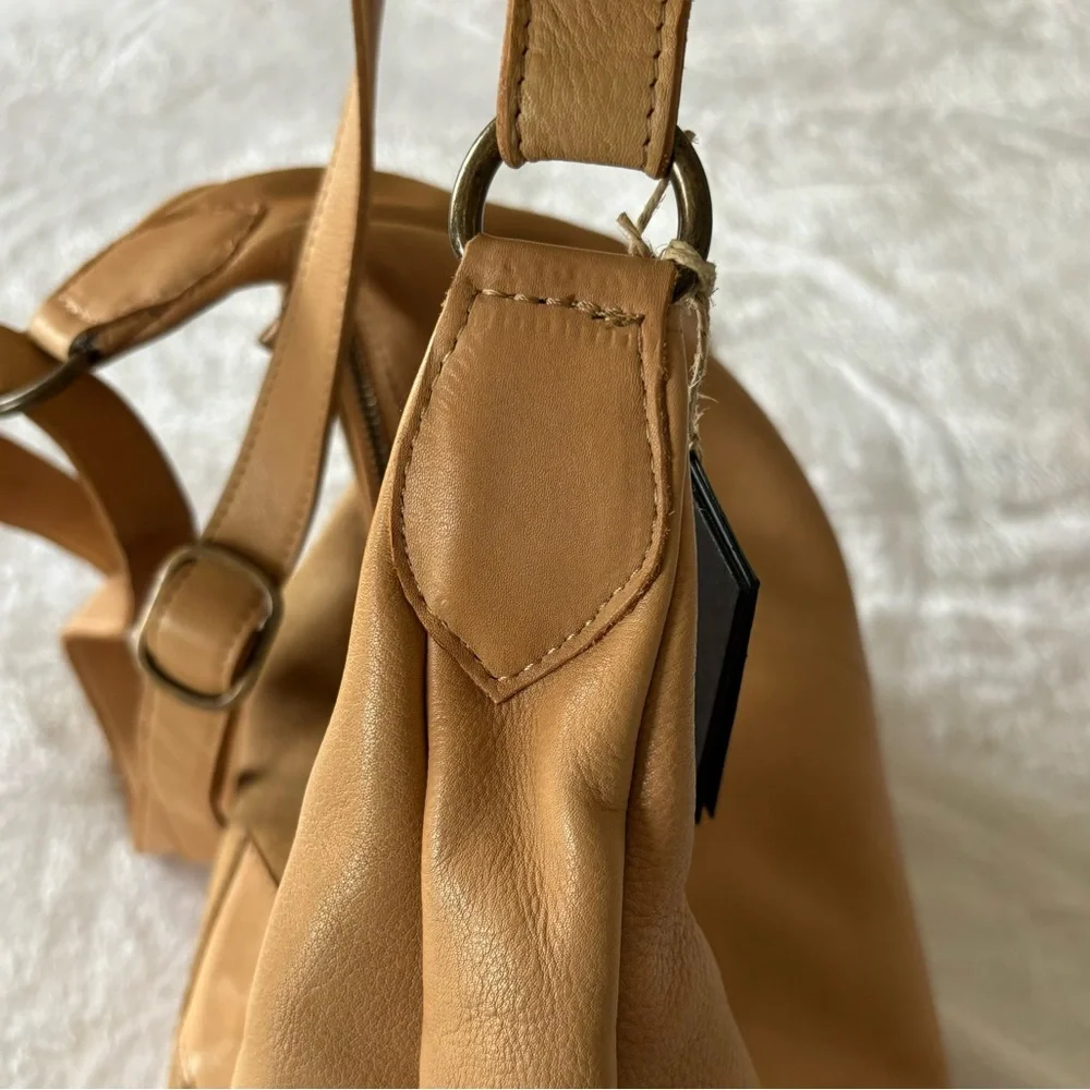 DAY & MOOD Sandy Hobo Large Leather Suede Camel Handbag--NWT